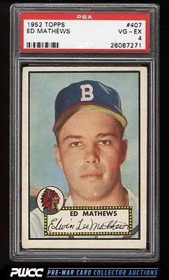 1952 Topps Eddie Mathews ROOKIE RC 407 PSA 4 VGEX PWCC