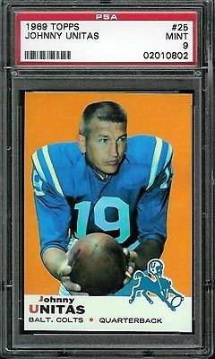 1969 Topps 25 John Unitas PSA 9 Baltimore Colts HOF