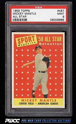 1958 Topps Mickey Mantle ALLSTAR 487 PSA 9 MINT PWCC