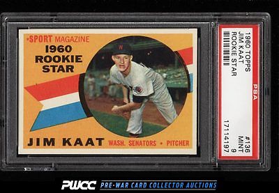 1960 Topps Jim Kaat ROOKIE RC 136 PSA 9 MINT PWCC