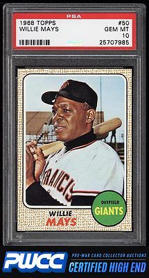 1968 Topps Willie Mays 50 PSA 10 GEM MINT PWCCHE