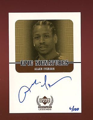 Allen Iverson 1999 Upper Deck Century Legends Epic Signatures Gold Auto  100