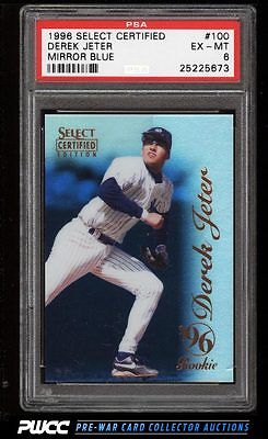 1996 Select Certified Mirror Blue Derek Jeter ROOKIE RC 100 PSA 6 EXMT PWCC