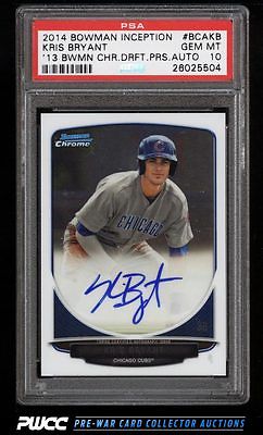 2014 Bowman Inception Chrome Kris Bryant ROOKIE RC BCAKB PSA 10 GEM MINT PWCC