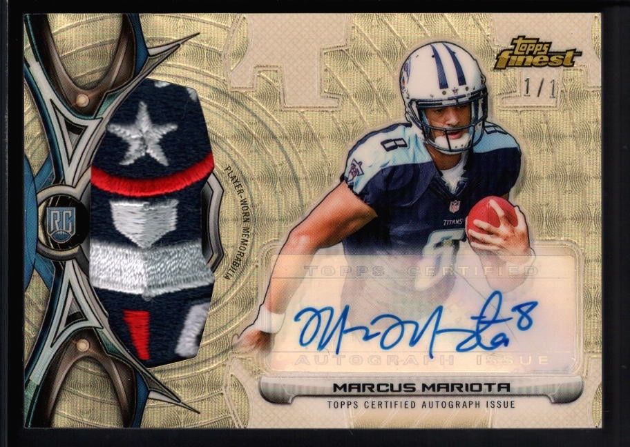 MARCUS MARIOTA 2015 FINEST RC SUPERFRACTOR AUTOGRAPH TITANS LOGO PATCH AUTO 11