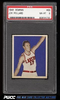 1948 Bowman Basketball Jim Pollard ROOKIE RC 66 PSA 8 NMMT PWCC