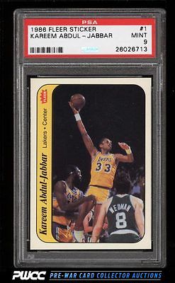 1986 Fleer Sticker Kareem AbdulJabbar 1 PSA 9 MINT PWCC