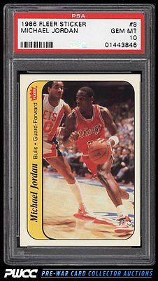 1986 Fleer Sticker Michael Jordan ROOKIE RC 8 PSA 10 GEM MINT PWCC