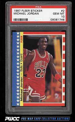 1987 Fleer Sticker Michael Jordan 2 PSA 10 GEM MINT PWCC