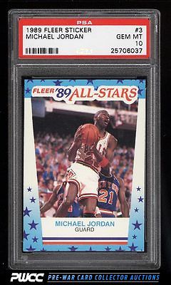 1989 Fleer Sticker Michael Jordan 3 PSA 10 GEM MINT PWCC