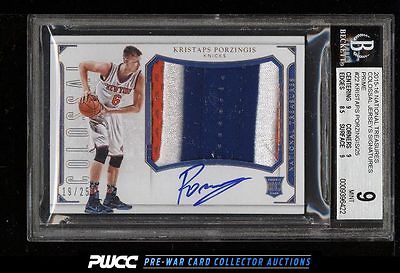 2015 National Treasures Kristaps Porzingis ROOKIE AUTO PATCH 25 BGS 9 MT PWCC