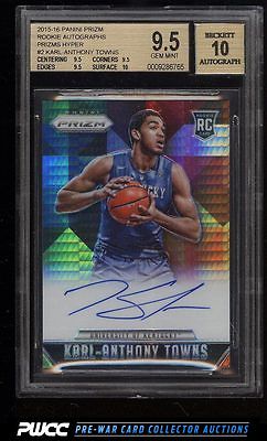 2015 Panini Prizms Hyper KarlAnthony Towns ROOKIE RC AUTO 10 BGS 95 PWCC