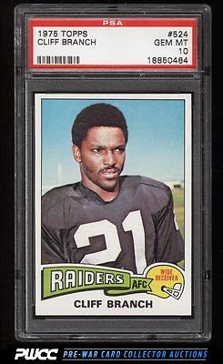 1975 Topps Football Cliff Branch ROOKIE RC 524 PSA 10 GEM MINT PWCC