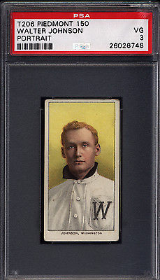 T206 Walter Johnson Portrait Washington PSA 3 Piedmont Back 616810