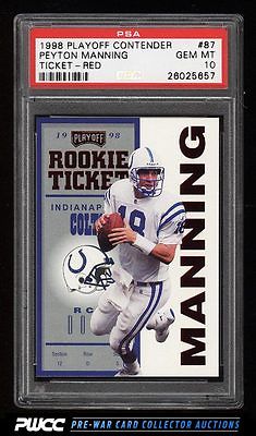 1998 Playoff Contenders Red Ticket Peyton Manning ROOKIE RC PSA 10 GEM MT PWCC