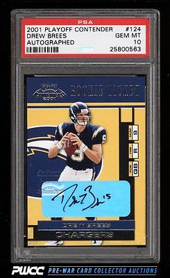 2001 Playoff Contenders Drew Brees ROOKIE RC AUTO 124 PSA 10 GEM MINT PWCC