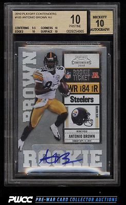 2010 Playoff Contenders Antonio Brown ROOKIE RC AUTO 105 BGS 10 PRISTINE PWCC