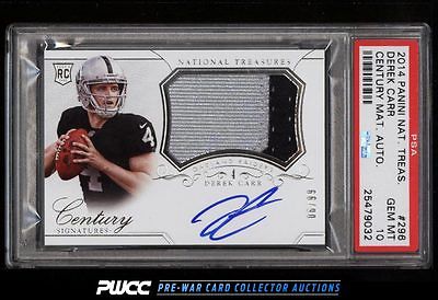 2014 National Treasures Century Derek Carr ROOKIE AUTO PATCH 99 PSA 10 PWCC