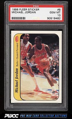 1986 Fleer Sticker SETBREAK Michael Jordan ROOKIE RC 8 PSA 10 GEM MINT PWCC