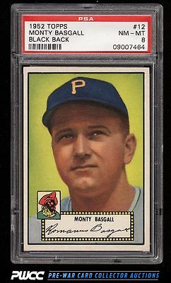 1952 Topps SETBREAK Monty Basgall BLACK BACK 12 PSA 8 NMMT PWCC