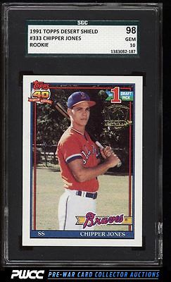 1991 Topps Desert Shield Chipper Jones ROOKIE RC 333 SGC 1098 GEM PWCC