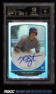 2013 Bowman Chrome Refractor Kris Bryant ROOKIE AUTO 500 BGS 10 PRISTINE PWCC