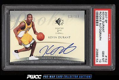 2007 SP Basketball Kevin Durant ROOKIE RC AUTO 399 152 PSA 10 GEM MINT PWCC