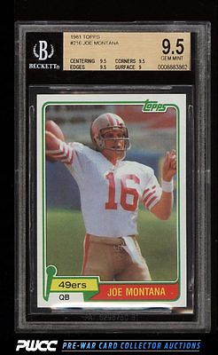 1981 Topps Football Joe Montana ROOKIE RC 216 BGS 95 GEM MINT PWCC