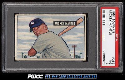 1951 Bowman Mickey Mantle ROOKIE RC 253 PSA 3 VG PWCC