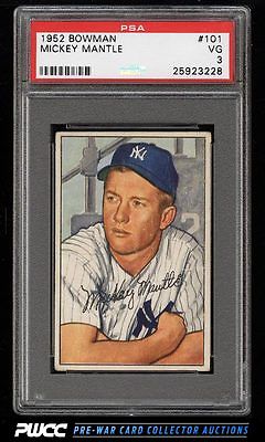 1952 Bowman Mickey Mantle 101 PSA 3 VG PWCC