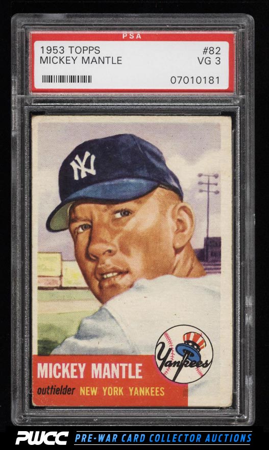 1953 Topps Mickey Mantle SHORT PRINT 82 PSA 3 VG PWCC