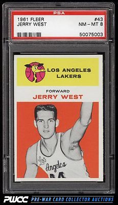 1961 Fleer Basketball Jerry West ROOKIE RC 43 PSA 8 NMMT PWCC