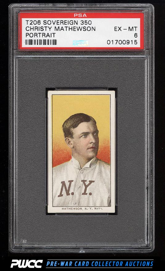 190911 T206 Christy Mathewson PORTRAIT SOVEREIGN PSA 6 EXMT PWCC