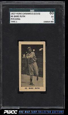 1927 E210 York Caramels Type 1 Babe Ruth 6 SGC 560 EX PWCC