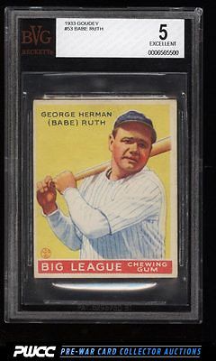 1933 Goudey Babe Ruth 53 BVG 5 EX PWCC