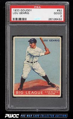 1933 Goudey Lou Gehrig 92 PSA 2 GD PWCC