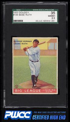 1933 Goudey Babe Ruth 144 SGC 2535 GD PWCCHE