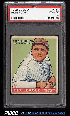 1933 Goudey Babe Ruth 181 PSA 4 VGEX PWCC