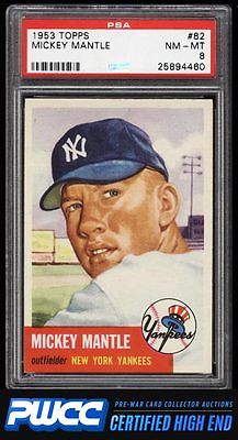 1953 Topps Mickey Mantle SHORT PRINT 82 PSA 8 NMMT PWCCHE