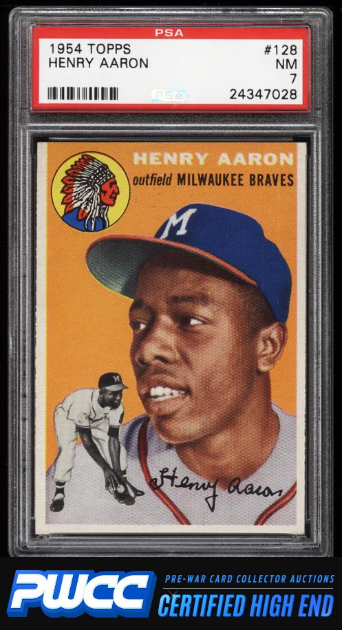 1954 Topps Hank Aaron ROOKIE RC 128 PSA 7 NRMT PWCCHE