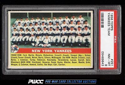 1956 Topps Yankees Team 251 PSA 8 NMMT PWCC