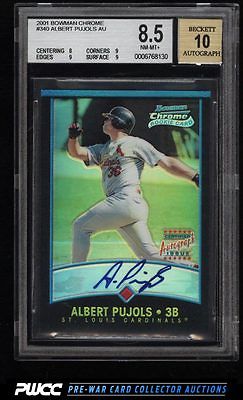 2001 Bowman Chrome Albert Pujols ROOKIE RC AUTO 500 340 BGS 85 NMMT PWCC