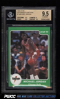 198586 Star Gatorade Slam Dunk Michael Jordan ROOKIE RC 7 BGS 95 GEM PWCC