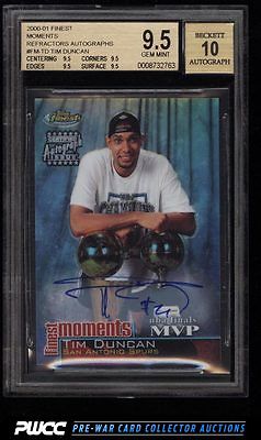 2000 Finest Moments Refractors Tim Duncan AUTO 10 FMTD BGS 95 GEM MINT PWCC