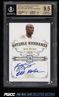 2009 National Treasures Notable Nicknames Kobe Bryant AUTO 99 BGS 95 PWCC