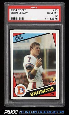 1984 Topps Football John Elway ROOKIE RC 63 PSA 10 GEM MINT PWCC