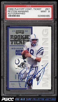 1998 Playoff Contenders Ticket Peyton Manning ROOKIE AUTO 87 PSA 9 MINT PWCC