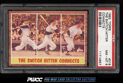 1962 Topps SETBREAK Mickey Mantle SWITCH HITTER CONNECTS 318 PSA 8 NMMT PWCC