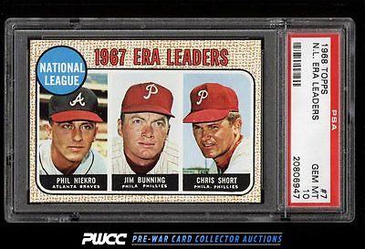 1968 Topps SETBREAK Phil Niekro Jim Bunning Chris Short LDRS 7 PSA 10 PWCC