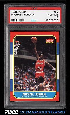 1986 Fleer Basketball Michael Jordan ROOKIE RC 57 PSA 8 NMMT PWCC